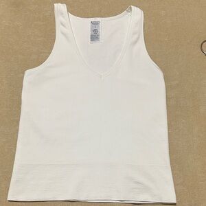 Athleta Cream Ribbed V-Neck Tank